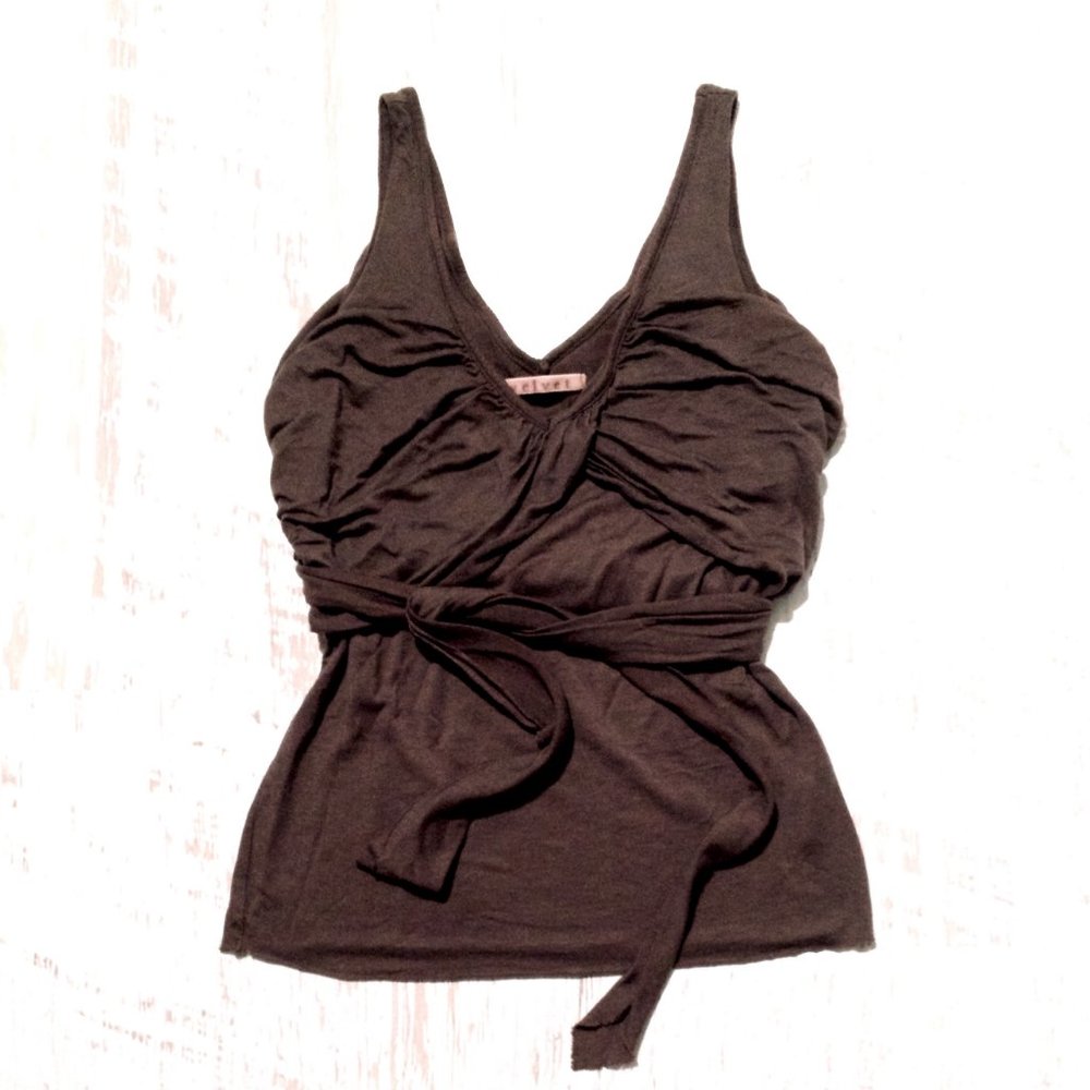 Pre-🖤 Velvet Anthro Draped Wrap Around Tank Top